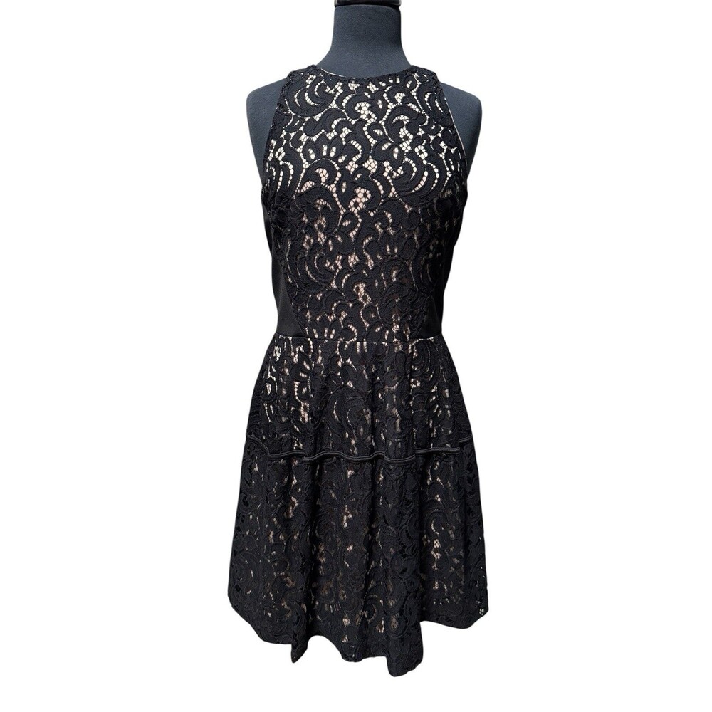 Massimo Black Lace Overlay Fit & Flare Dress Women’s Size M – Great Condition
